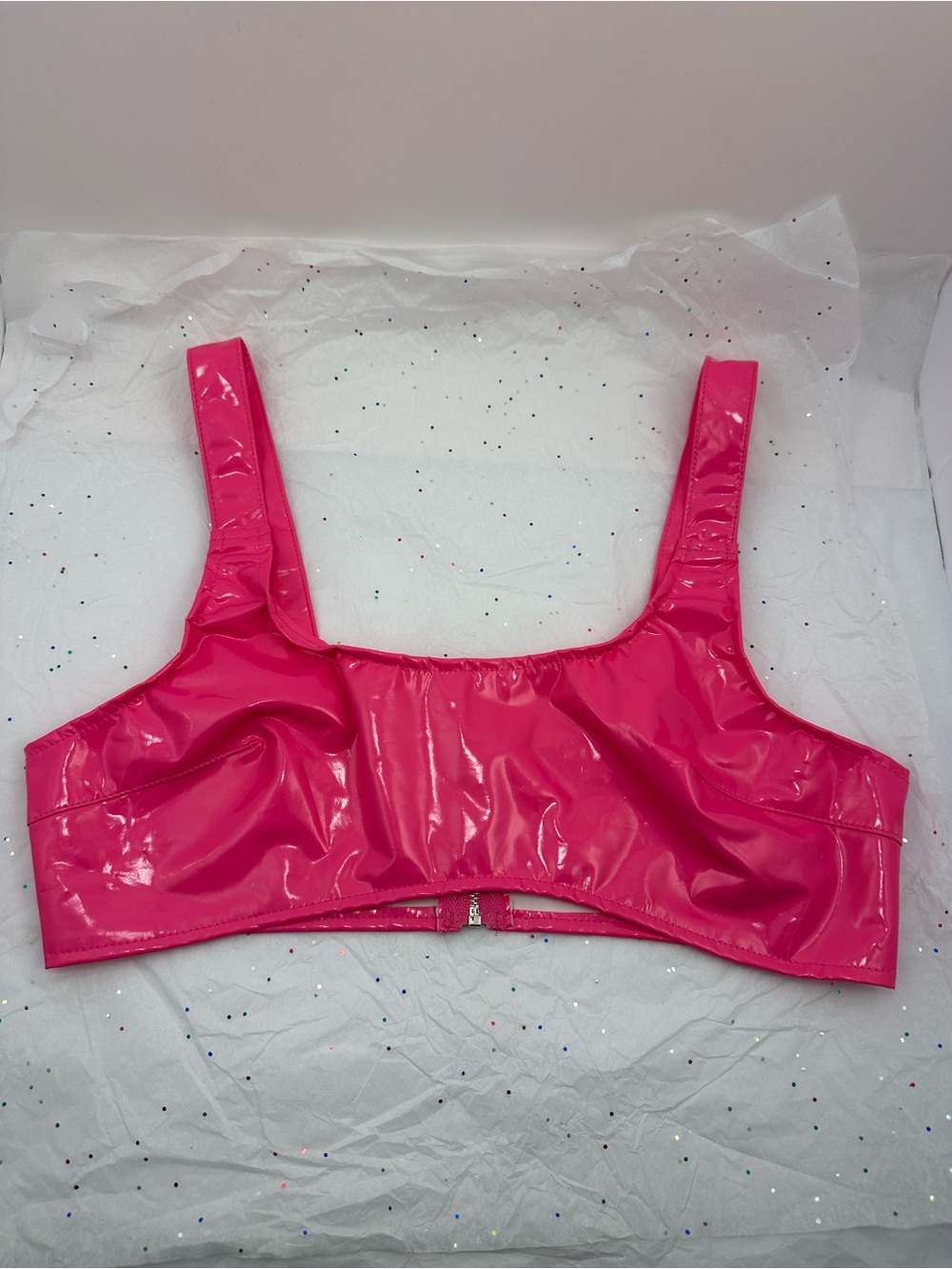 SHEIN Glossy Hot Pink Patent Crop Top